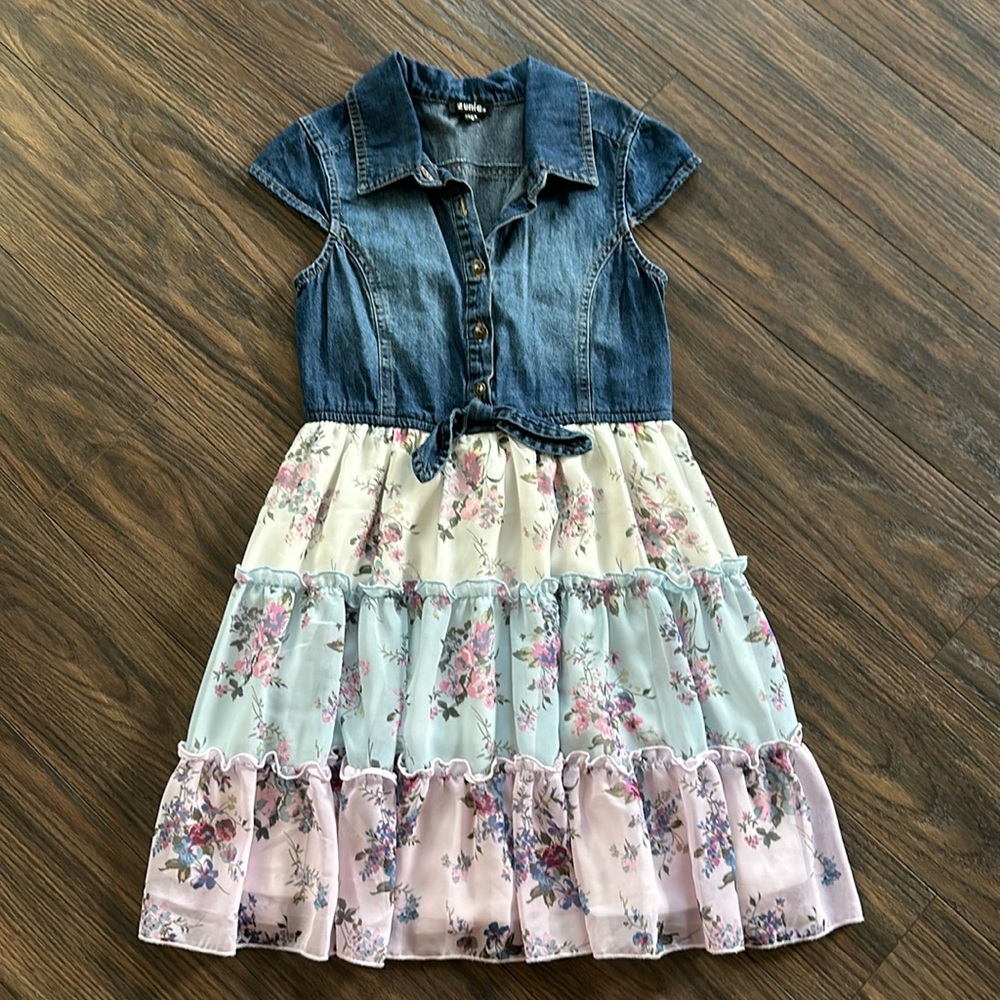 Zunie Denim Ruffle girl’s dress, size 8